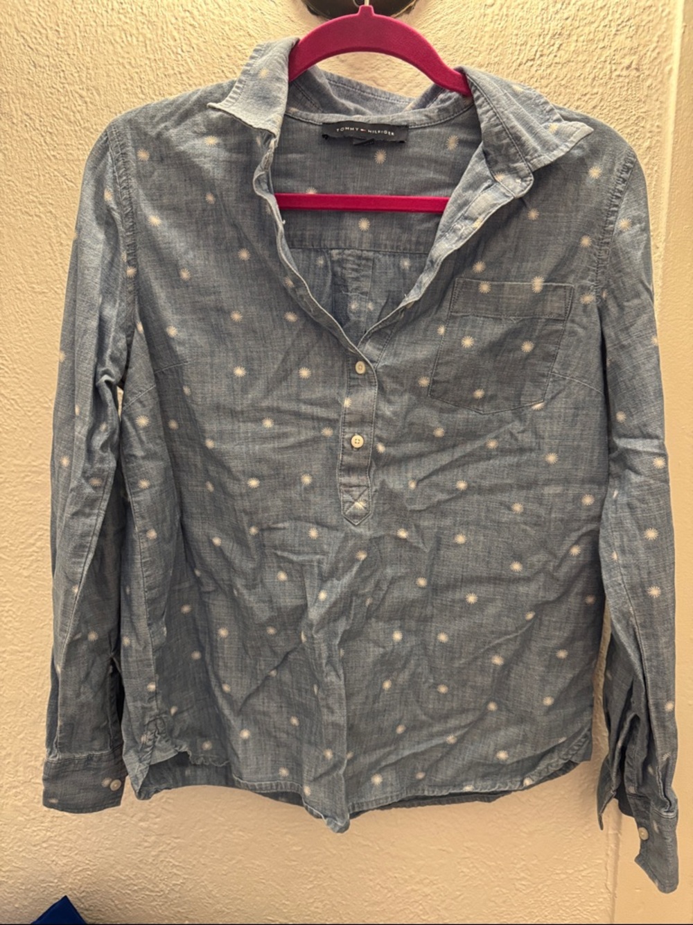 Tommy Hilfiger Light Blue Polka Dot Chambray Shirt